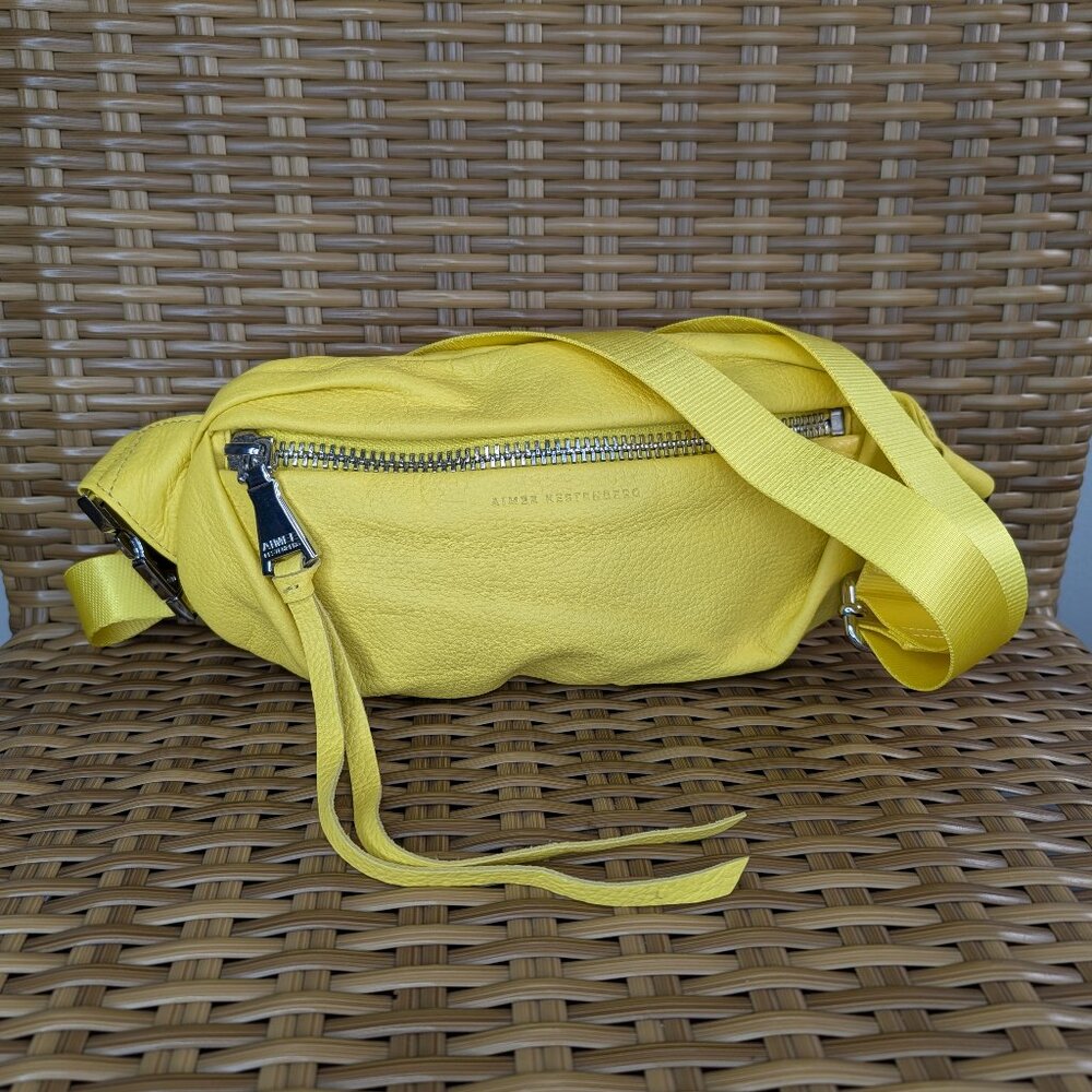 Aimee Kestenberg Milan Yellow Leather Convertible Belt Crossbody Fanny Pack Bag